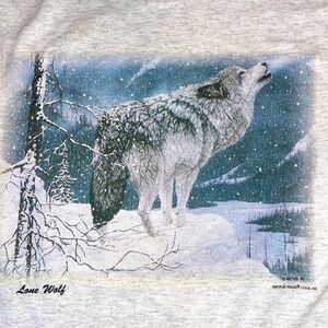 VTG Jeff Tift Winter Lone Wolf T-Shirt – Gray – Men’s XL – -1992